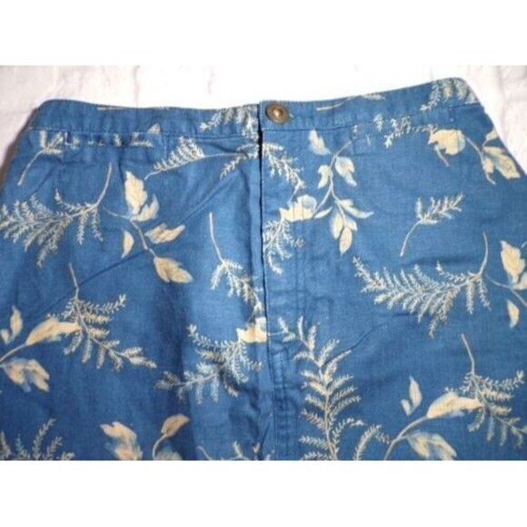 Liz Claiborne Lizwear Women Maxi Skirt Size 4 Linen Blend Blue Leaf Print Modest - Picture 2 of 5
